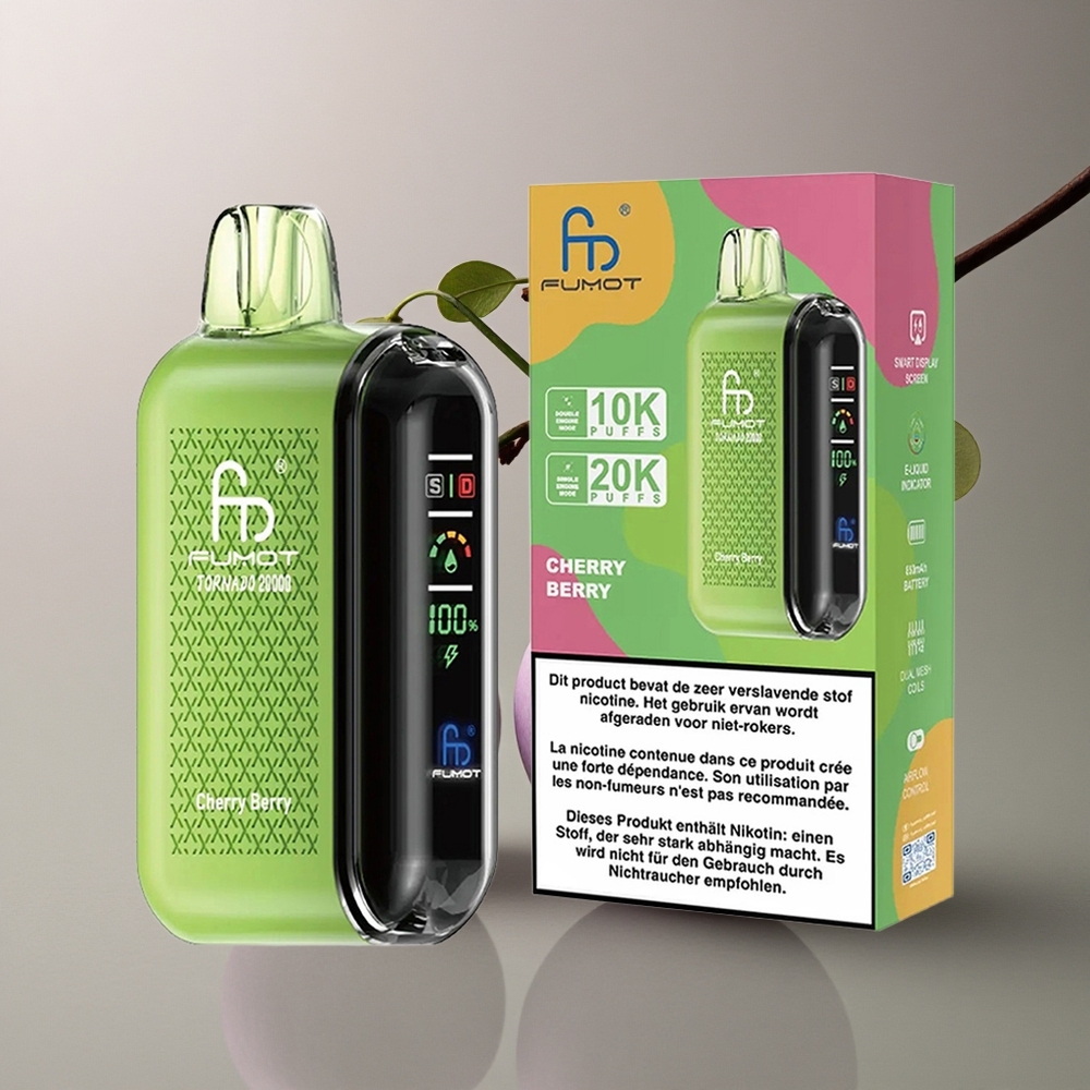 Fumot Tornado 20000 Puffs Baya Cereza Dual Malla 20ml 850mAh