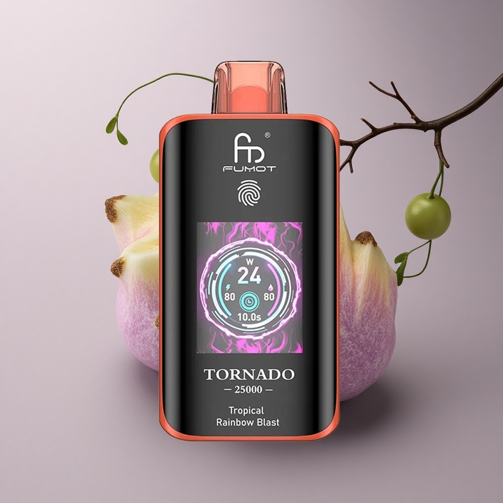 Fumot Tornado 25000 Puffs Explosión Arcoíris Tropical con Pantalla HD y 700mAh
