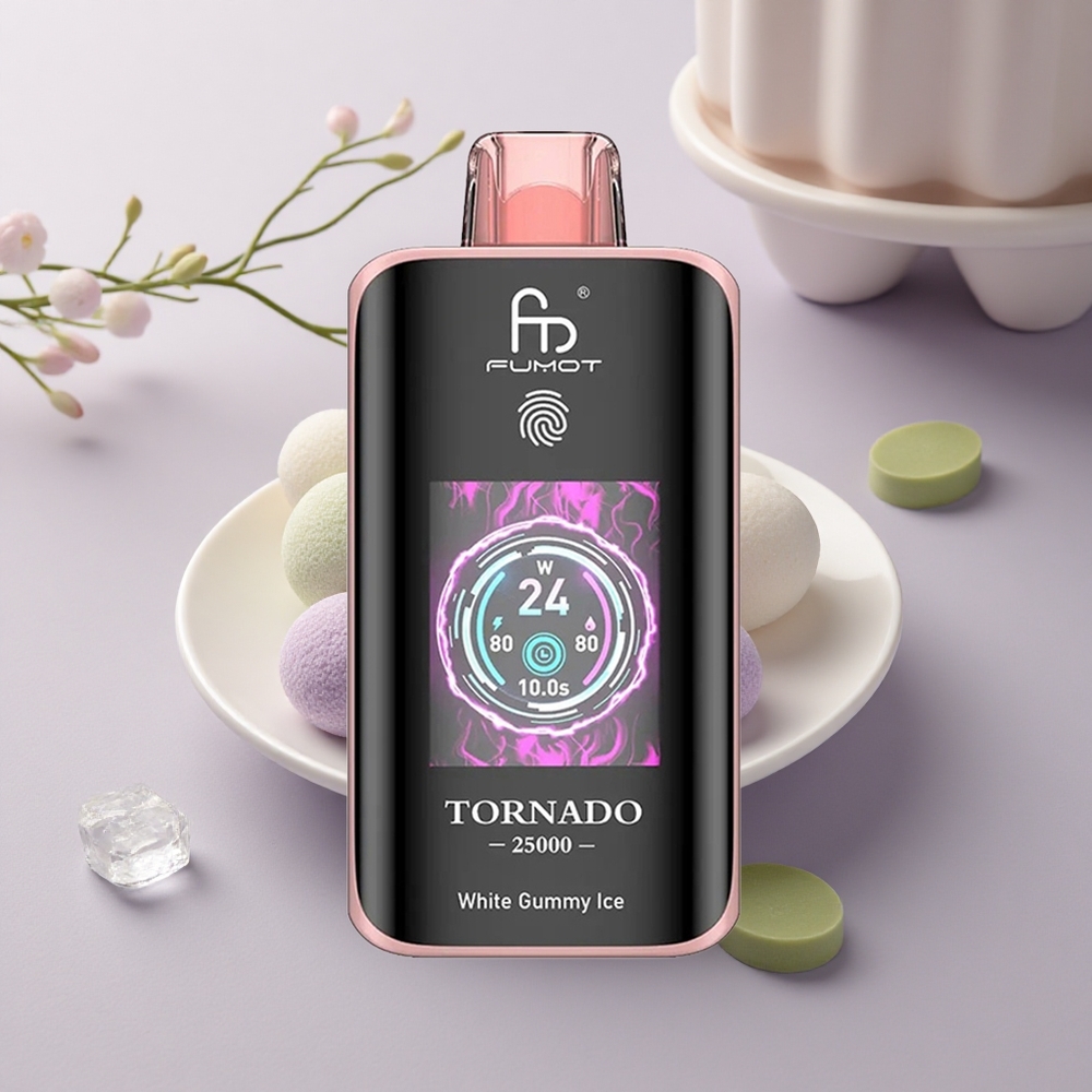 Fumot Tornado 25000 Puffs Goma Blanca Hielo Pantalla HD 700mAh 20ml