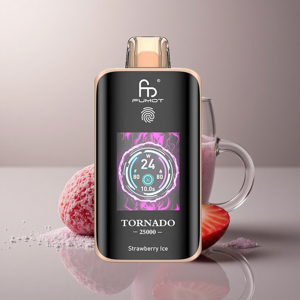 Fumot Tornado 25000 Puffs Helado de Fresa HD Pantalla 700mAh 5% Nicotina