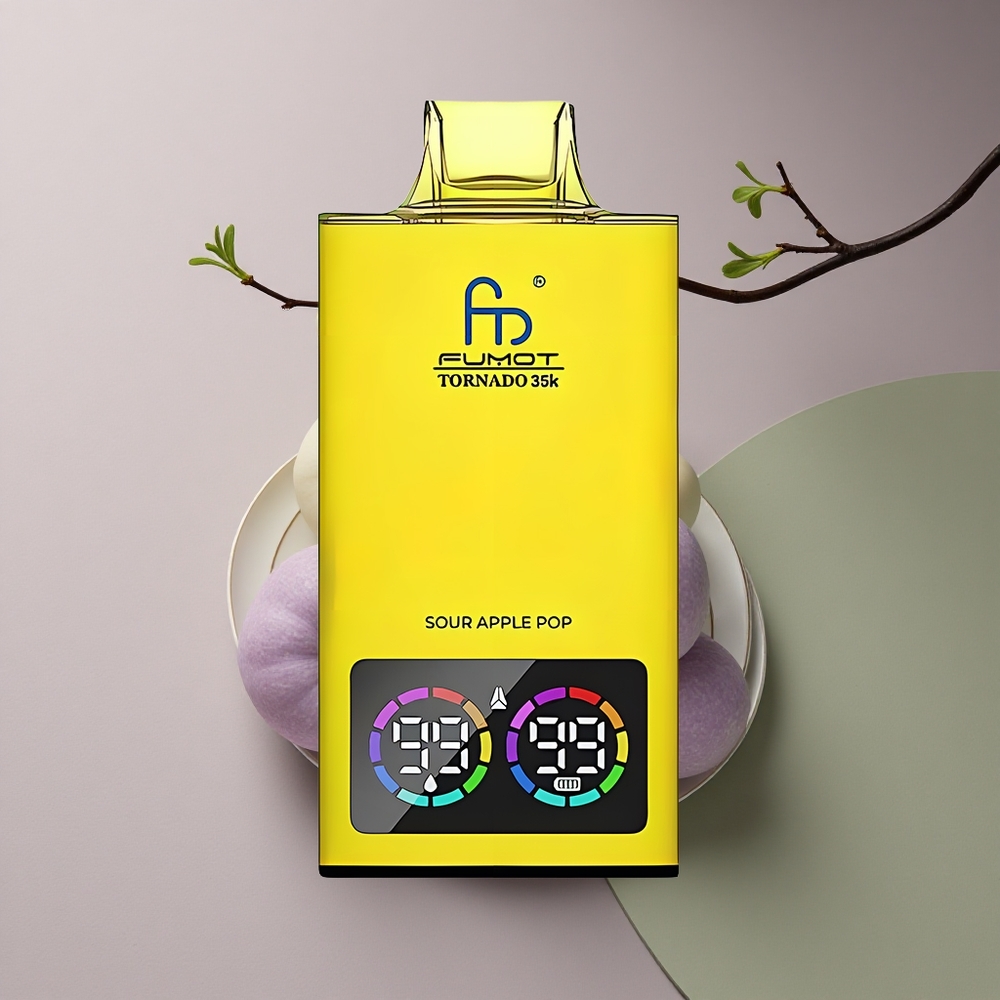 Fumot Tornado 35000 Puffs Manzana Ácida Pop con Doble Bobina Mesh y Luz RGB Variable