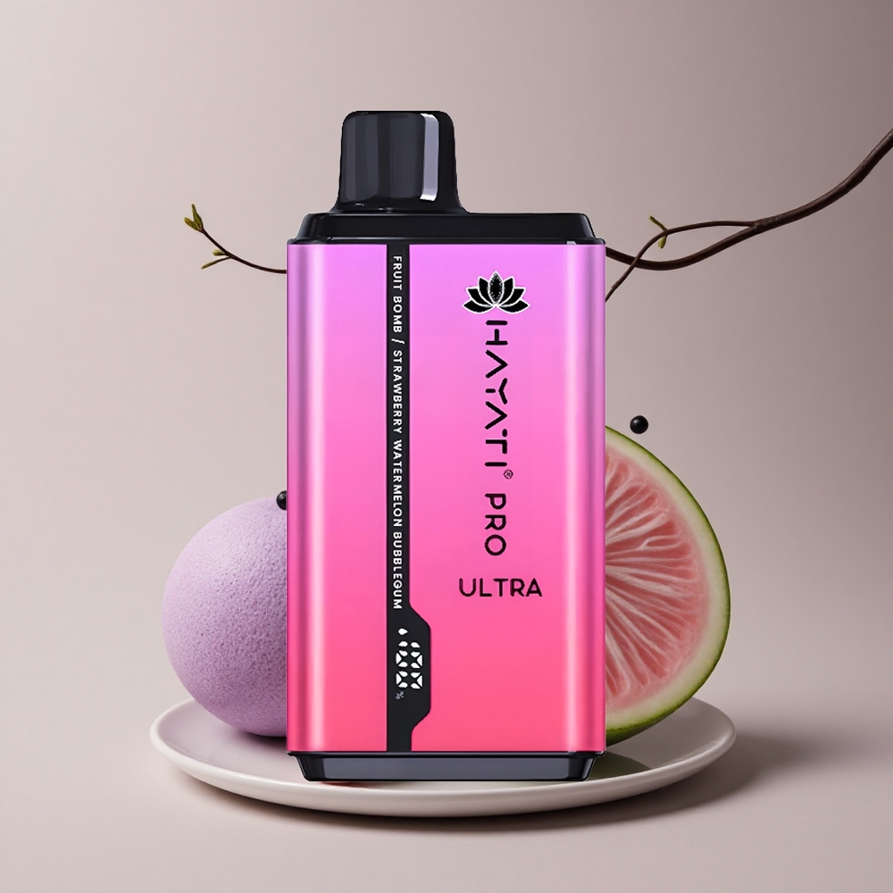 Hayati Pro Ultra 15000 Puffs Bomba de Fruta Fresa Sandía Chicle con 2% de Nicotina y 850mAh