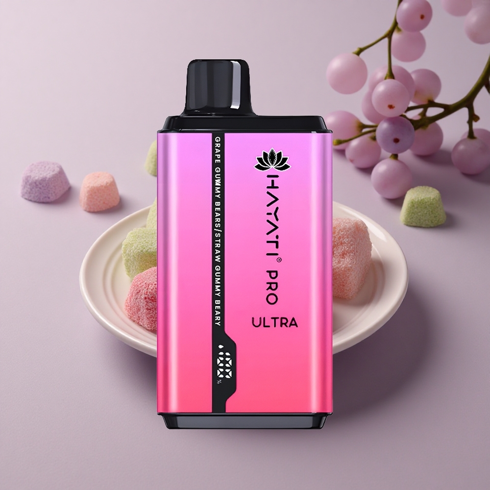 Hayati Pro Ultra 15000 Puffs Osito de Goma Uva Osito de Goma Fresa con 850mAh y 2% de Nicotina